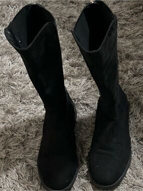 black Kenneth Cole Reaction knee-high riding boots